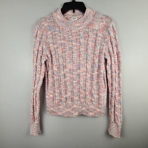 J Crew Sweater Women's Size‎ Small Blue Red White Cableknit Crewneck Pullover
